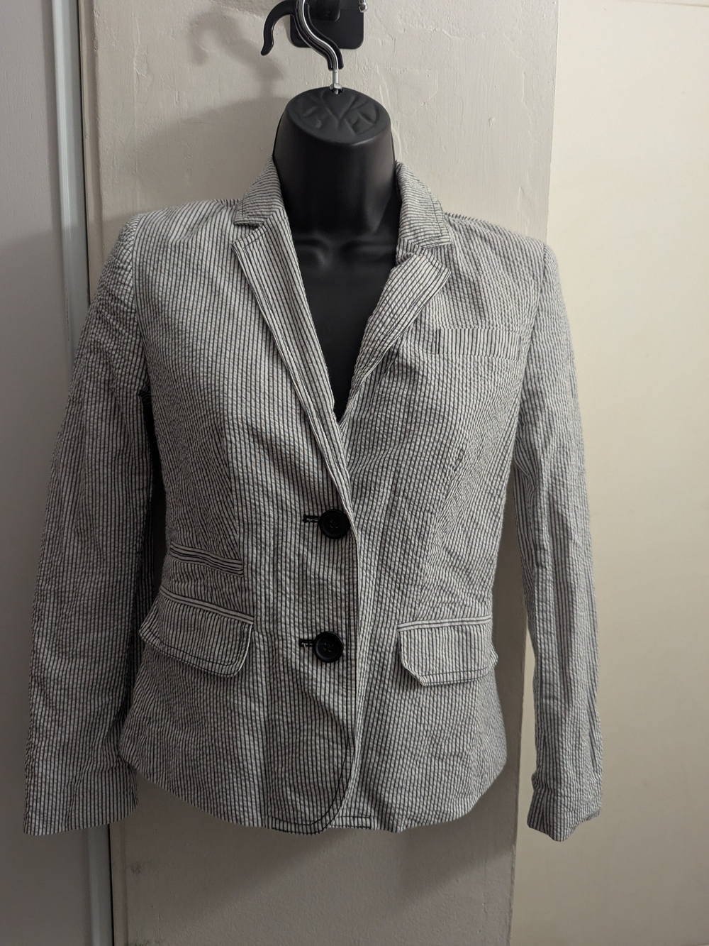 Banana Republic Gray and White Pinstripe Blazer